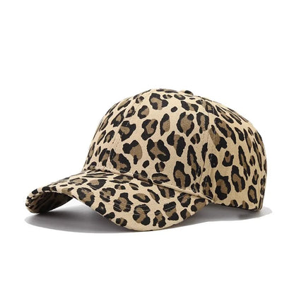 Leopard Print Baseball Caps for Women Men Hip Hop Ponytail Messy Buns Outdoor Sport Hats Accessories