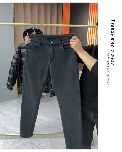 New Harajuku Fashion Men's Spring Autumn Korean Style Luxury Clothing Men Slim Denim Jeans Casual Black Pants Cotton Trousers