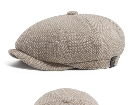 New Retro Herringbone Newsboy Cap For Men Autumn Winter Warm Beret Women Fashion Vintage Hat Hip Hop Female Flat Caps Berets