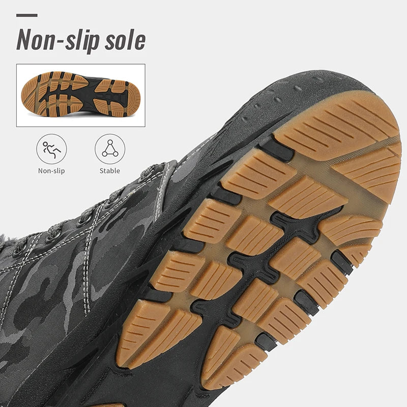 Men Winter Snow Boots Super Warm Men Hiking Boots Waterproof Men's Boots Outdoor Sneakers Non-slip Rubber Men's Work Ankle Boots