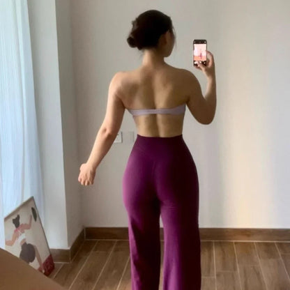 Gym Workout Wide Leg Leggings Ultra Soft High Waist Tummy Control Loose Yoga Pants Women Hip Lifting Straight Sports Trousers