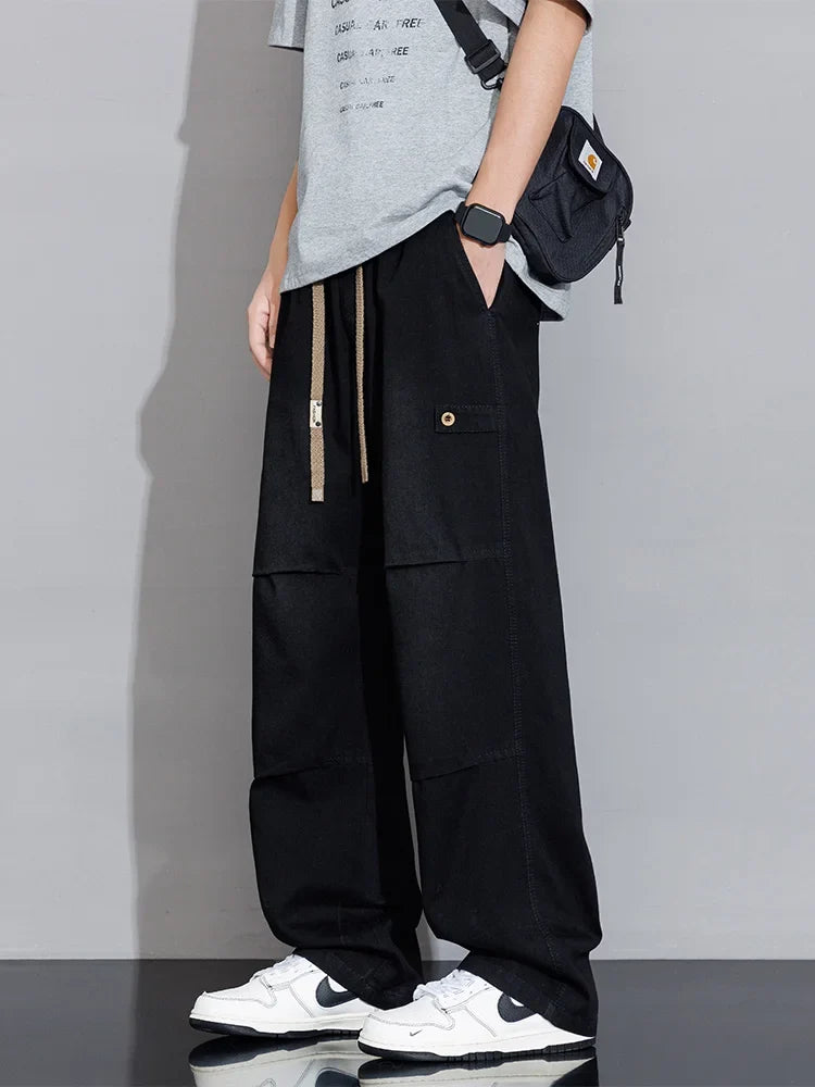 Men's Cargo Jeans 2026 New Spring Summer Wide Leg Denim Pants Straight Baggy Jeans Asian Size L-5XL