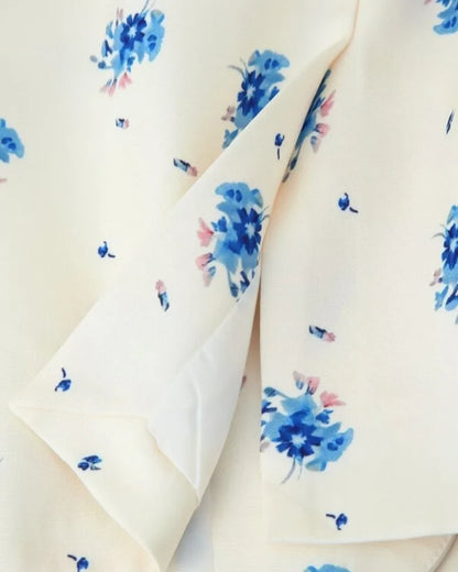 Women's Floral Print Blazer, White Pink Flower Casual Suit Jacket, Notch Lapel Loose Outwear with Tie Waist, Spring Daily Wear