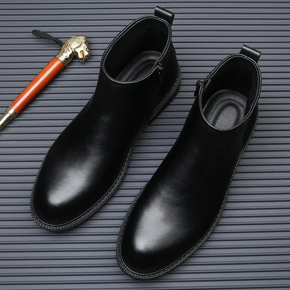 New Business Men's Short Boots Retro fashion minimalist style Outdoor leisure party office genuine leather adult quality shoes
