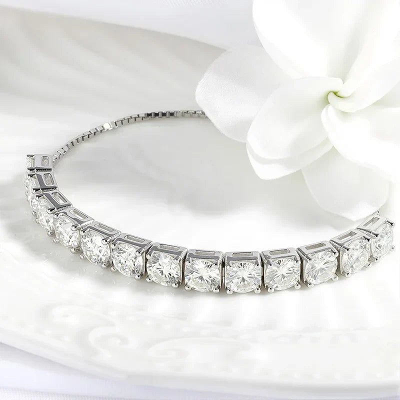 3/4/5mm Adjustable Moissanite Tennis Bracelet for Women Men D Vvs1 Round Gems Lab Diamond Chain S925 Sterling Silver
