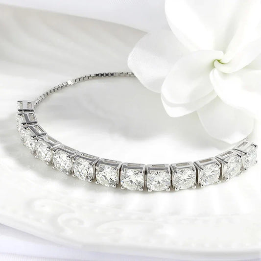 Bracelet de Tennis Réglable 3/4/5mm en Moissanite pour Femmes Hommes, Pierres Rondes D Vvs1, Chaîne en Diamant de Laboratoire, Argent Sterling S925
