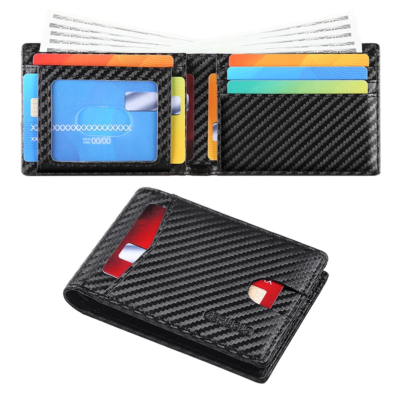 Men's Slim Foldable Wallet with Anti-theft Brush, Slim Front Card Slot Large Capacity, 9 Card Slots Slots, Couple Mutual