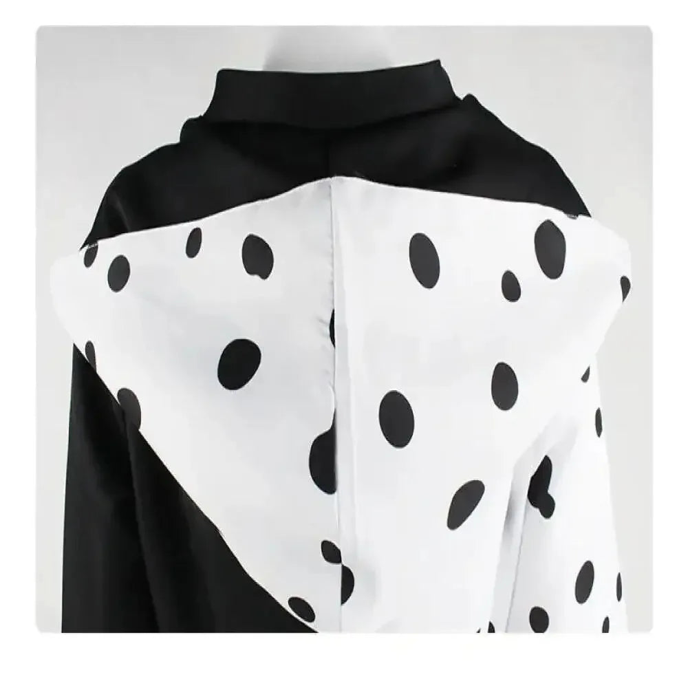 Anime Cruella cosplay costume dress set with gloves cloak Halloween carnival set adult female Cruella De Vil costume