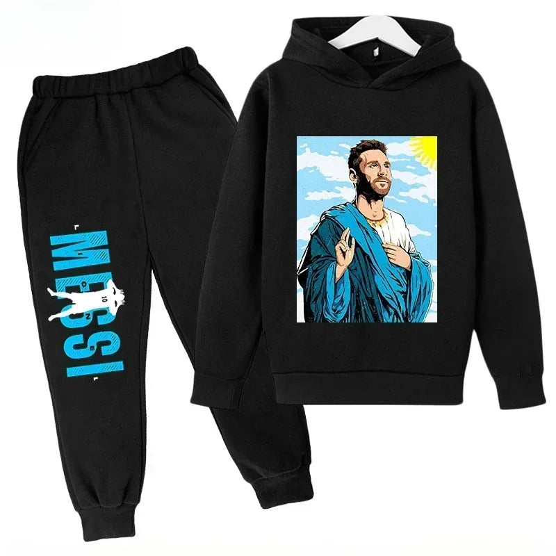 Messi Print Children's Set Sports Hoodie Pants Suit 2pcs Set Boys Girls Baby Kid Clothing Casual Fashion Autumn Winter sportsuit