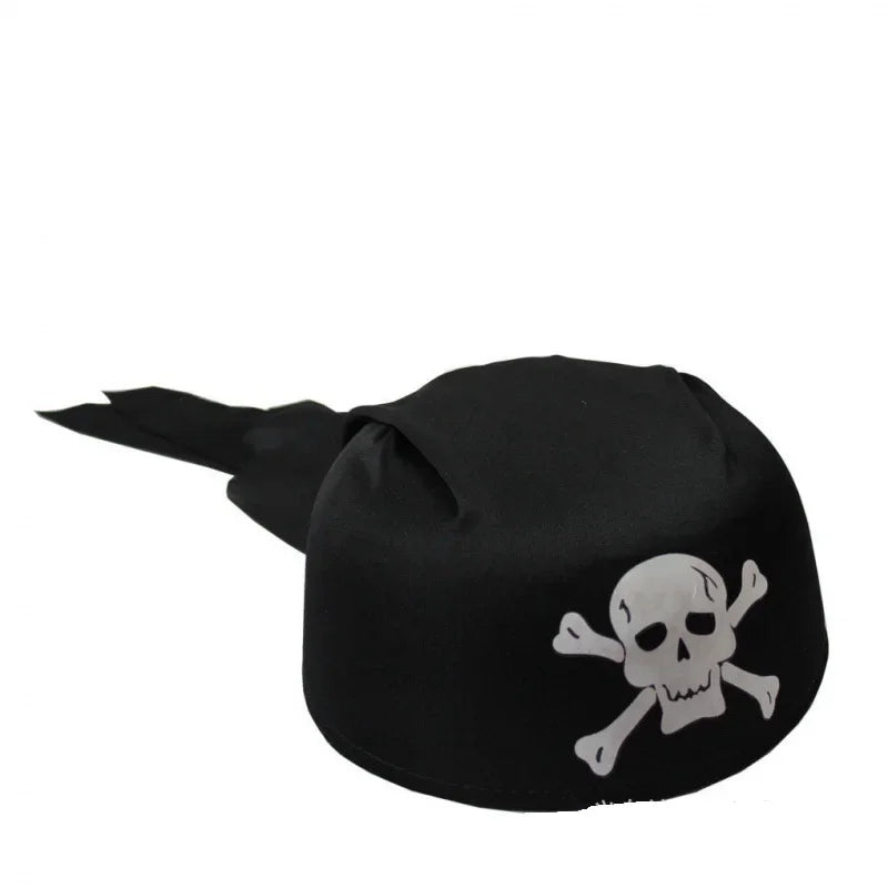 Kids Pirate Costume Black Vest with Eyeshade Hat Pirate Hook and Bag Set for Children Boy Halloween Theme Party Cosplay Dress Up