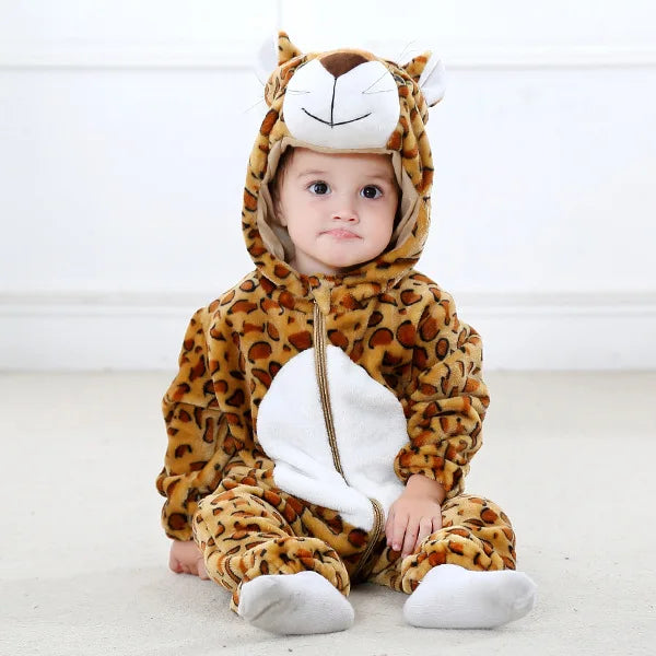 Cute Monkey Tiger Dinosaur Cosplay Costumes Boys Girls Toddler Animal Jumpsuit Baby Rompers Infant Clothes Pyjamas Kids Kigurumi