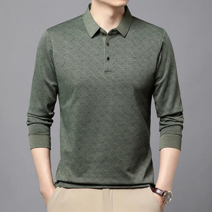 Collar Long Sleeved Polo Shirt for Men in Spring and Autumn 2025 New Business and Leisure Versatile T-shirt