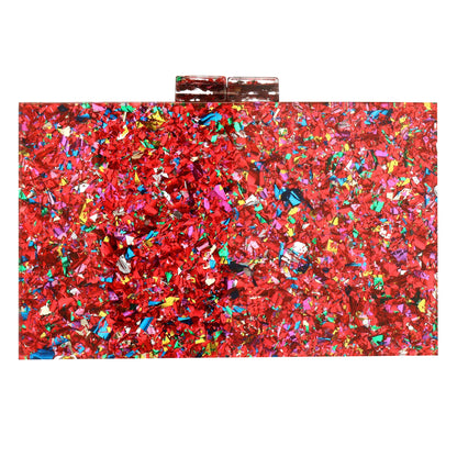 Women Handbags Evening Banquet Party Clutch Bag Rectangle Multicolor Geometric Trend Designed Acrylic Bags Chain Crossbody Bag