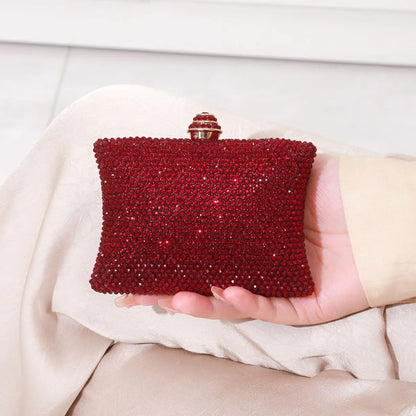 Diamond Crystal Handbag Evening Bag Cross-Border Wedding Ladies Party Shell Shape Polyester Handheld Bag with Lock Buckle