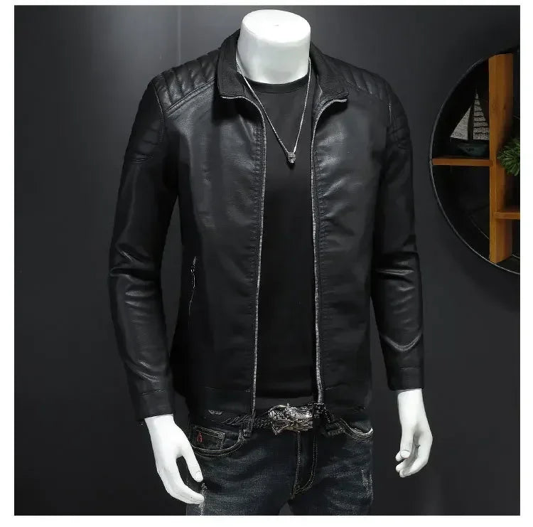 Men PU Leather Jacket Motorcycle Streetwear Baseball Outdoor Bomber Casual coat Men Autumn Motorcycle Windbreaker Male Outwear