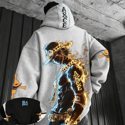 One Piece Men's Hoodie Sweater Portgas D. Ace Japanese Anime Spring Autumn Boys Children's Long-sleeved Parent-child Outfit