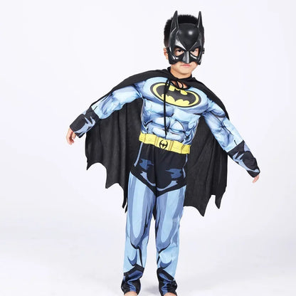 Boy Girl Bat Cosplay Jumpsuit Hero Costume Suit with Cape Mask Men Superhero Wayne Cosplay High quality Halloween Carnival Party