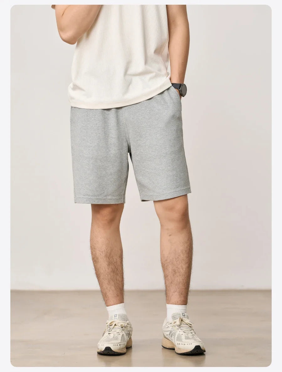 2026 Summer New 340g Twill Knit Men Shorts Casual Loose Fit Sweatpants Shorts Solid Color Breathable Jogger Shorts