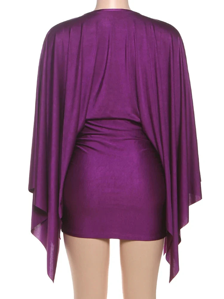 2026 Spring Elegant Classic Satin Dress Women Y2K Deep V-Neck Swing Long Sleeve Simple Midnight Clubwear Midnight Skinny Bodycon
