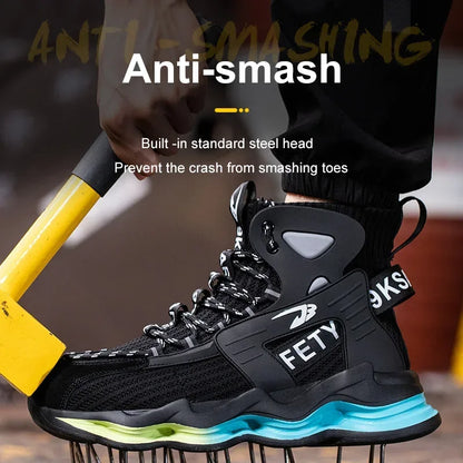 European Plus Size 50 Newest Design Men Wrok Safety Boots Anti-smash Steel Toe Cap Indestructible Construction Industry Shoes