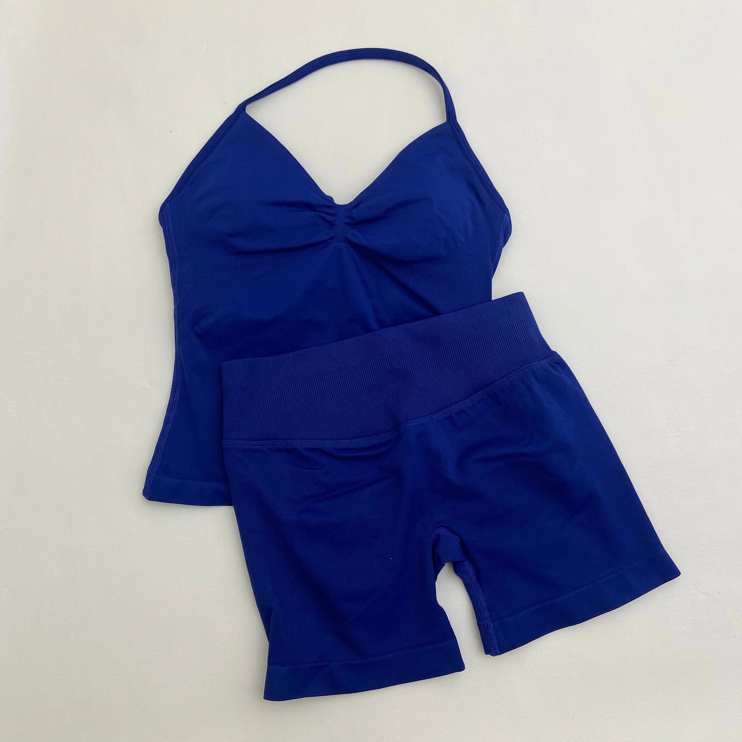 Yoga Longline Strappy Top Leggings Set Women's Backless Camisole Built-In bra Vest High-Waisted Hip Lift Gym Shorts Sports Set