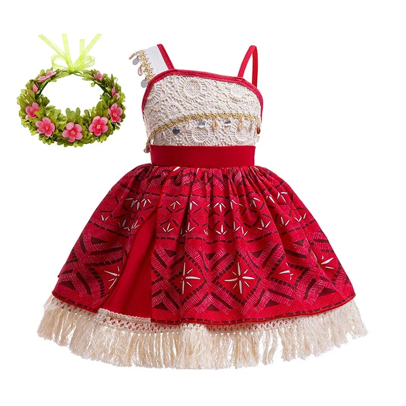 Newest Movie Disney Princess Moana 2 Dress Girls Cosplay Vaiana Carnival Party Ocean Adventure Costume Kids Fancy Clothes Outfit