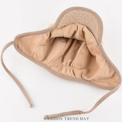 Russian Hat High Quality Lamb Fleece Winter Hat Men Women Thick Warm Ski Earflap Cap Male Female Black Beige Bomber Hats