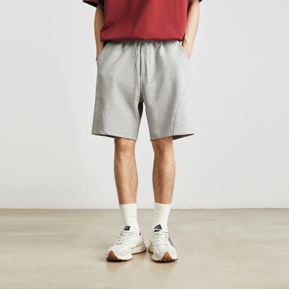 Men's Summer New American Casual Shorts Straight Loose Five-point Pants Solid Color Drawstring Pocket Micro-elastic Sports Pants
