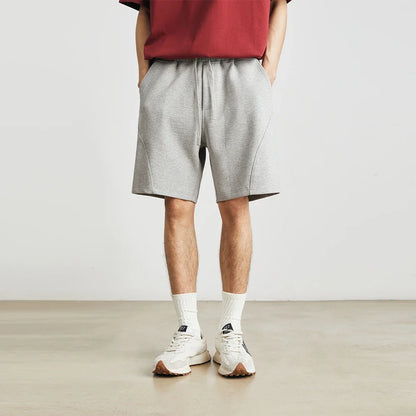 Men's Summer New American Casual Shorts Straight Loose Five-point Pants Solid Color Drawstring Pocket Micro-elastic Sports Pants