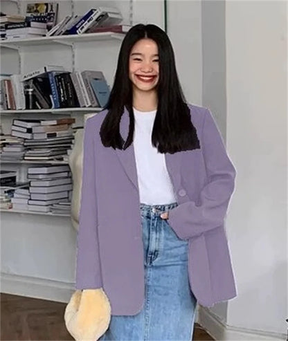 2025 Back Slit Design Blazer Coats Women Casual Fashion Loose Korean Jackets Streetwear Chic Long Sleeve All Match New Suit Tops