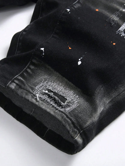 Summer Ripped Shorts Jeans Men Denim Shorts Pants Straight Stretch Casual Cool Thin Knee Length Fashion Brand Daily Trousers
