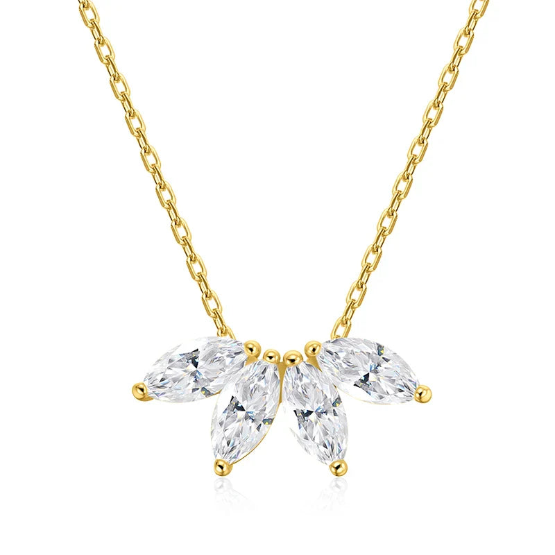 2CTTW 4*8mm Marquise Cut Full Moissanite Pendant Necklace for Women Flower Lab Diamond Wedding Pure 925 Silver Jewelry