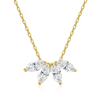 2CTTW 4*8mm Marquise Cut Full Moissanite Pendant Necklace for Women Flower Lab Diamond Wedding Pure 925 Silver Jewelry