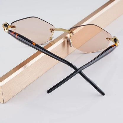 P60 Polygon Luxury Rimless Sunglasses for Men Women Acetate High Quality Germany Brand Fashion Design Gift UV400 Outdoor Eyeware