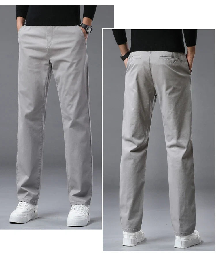 190 Cm Tall Men's Pants Summer Straight Chino Trouser Male Stretch Cotton Office Work Extra Long Leg Length 115 110cm Lengthed