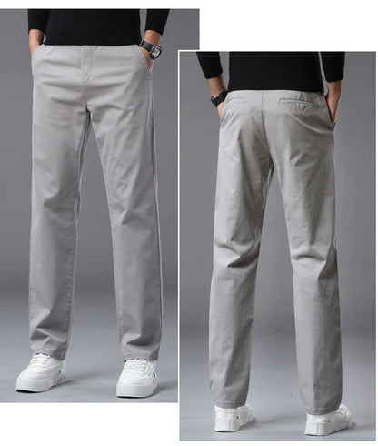 190 Cm Tall Men's Pants Summer Straight Chino Trouser Male Stretch Cotton Office Work Extra Long Leg Length 115 110cm Lengthed