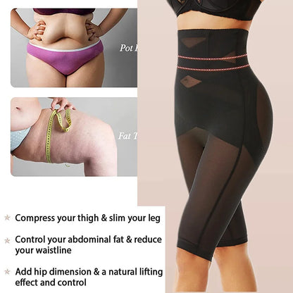 Knee Length Mesh Thigh Slim Shapewear Short Butt Lifting Shorts High Waist Control Panties Breathable Body Shaper Summer