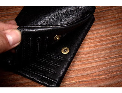 Original vegetable tanned cowhide short wallet, retro top layer cowhide wallet, handmade genuine leather multifunctional wallet