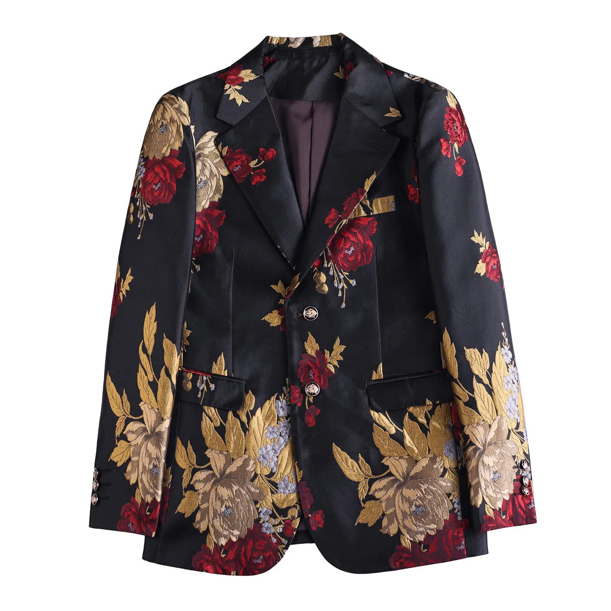 New Men Embroidered Jacquard Slim Fit Casual Suit Jacket Formal Prom Party Stage Costume Man Tuxedo Gentleman Blazers Suit Tops