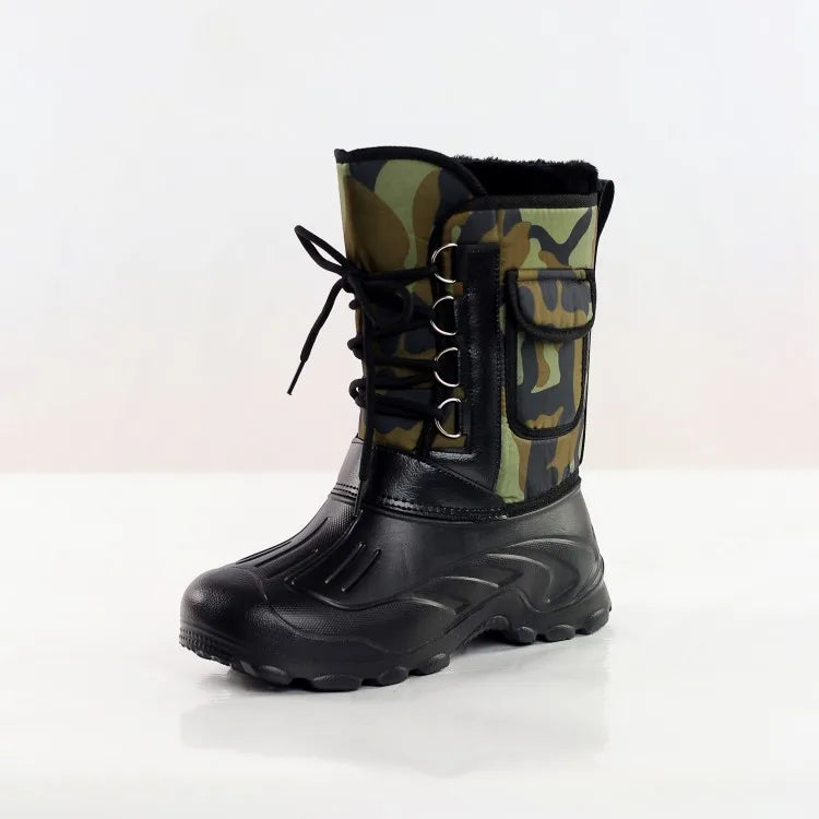 2025 New Men's Winter Boots Platform Men's Snow Boots Warm Thick Plush Waterproof Outdoor Fishing Work Boots Plus Size 40-46