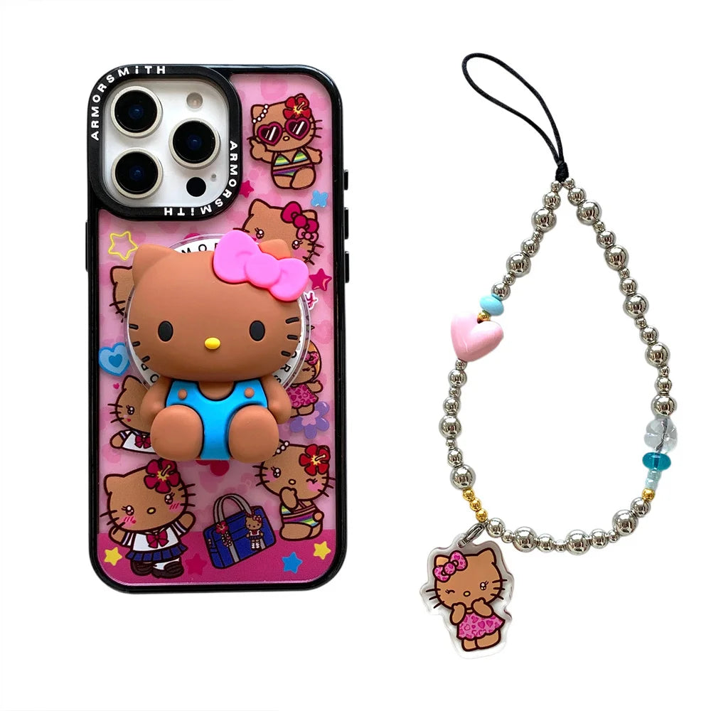 Y2K Hello Kitty Cute Cartoon Magnetic Phone Case For IPhone 12 13 14 15 16 17 Pro Max Protective Cover with Stand Fundas