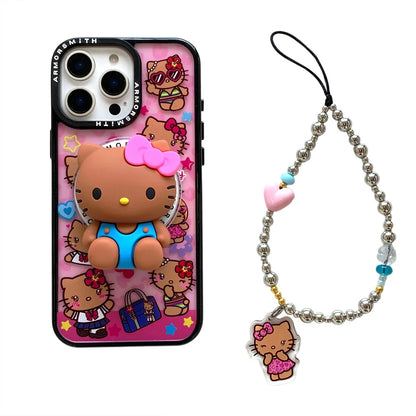 Y2K Hello Kitty Cute Cartoon Magnetic Phone Case For IPhone 12 13 14 15 16 17 Pro Max Protective Cover with Stand Fundas
