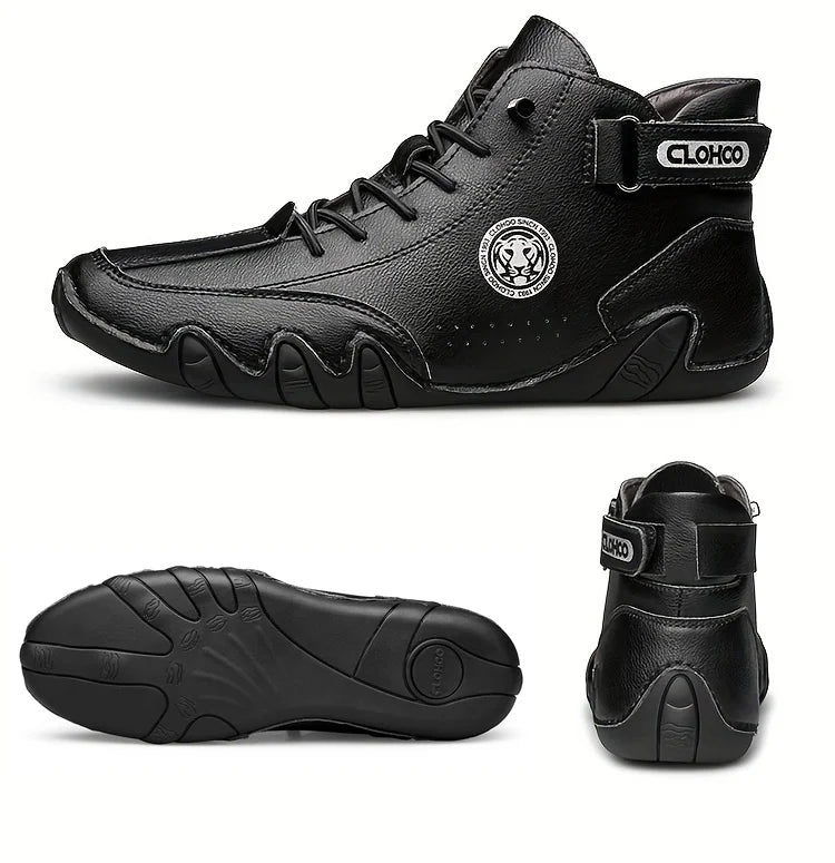 Hand-Sewn Octopus Design Men's Short Boots High-Top Leather Riding Boots Stylish Men's Footwear