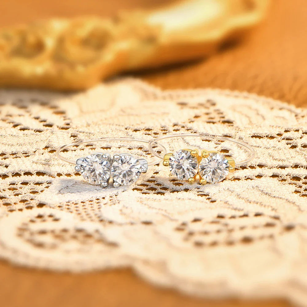 1.0CTW Round Cut Moissanite Rings for Women S925 Silver Trendy Transparent "Fishing Line" Ring Party Daily Wear Jewelry