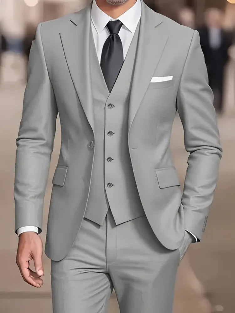 New Beige Suit Men Business Tuxedos Formal 3/2/1 Piece Dress Single Breasted Groom Groomsman Prom Wedding Party