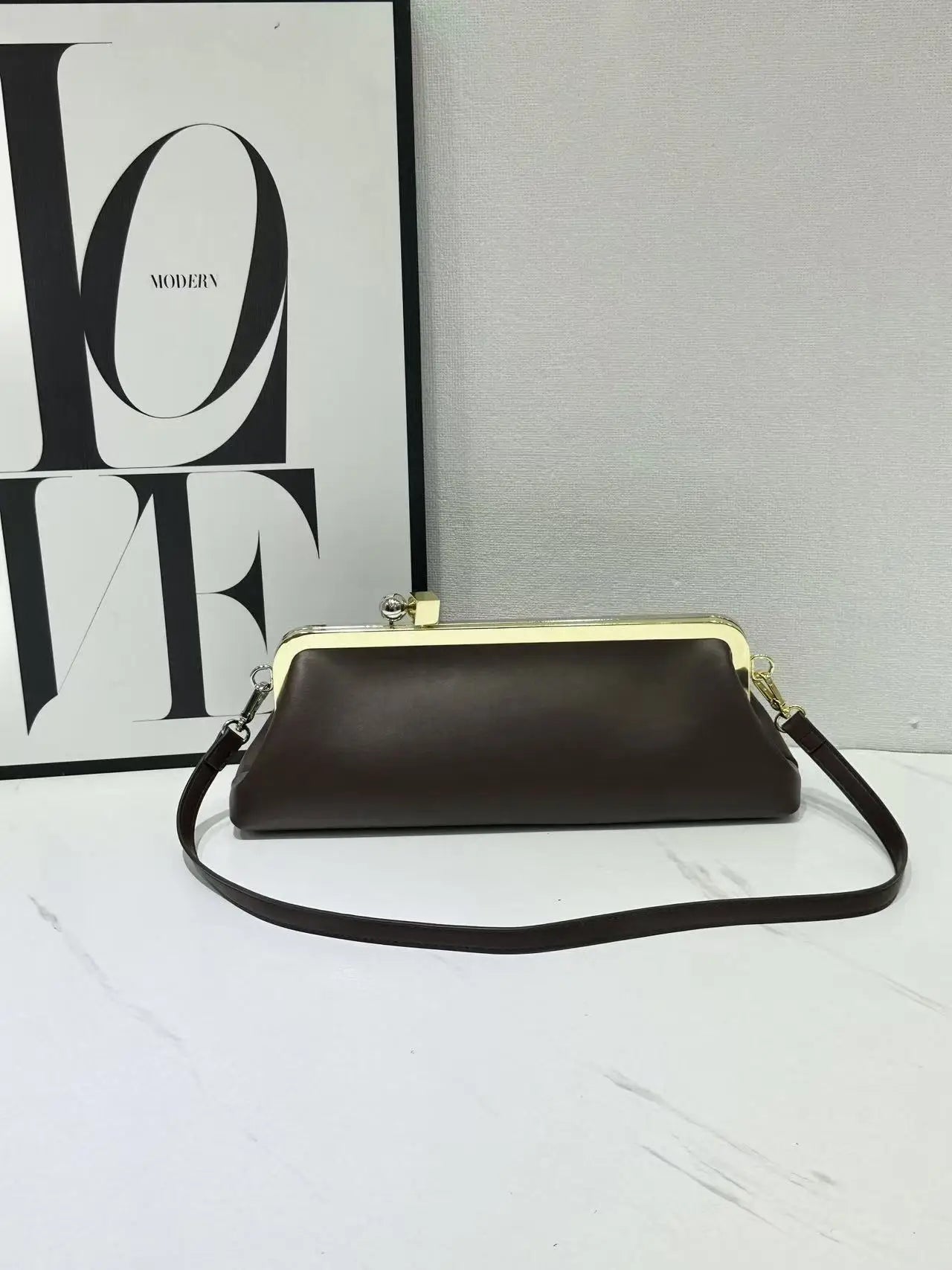 Fashion Long Clutch Bag for Women Luxury Designer Kiss Clip Handbags Luxury Pu Leather Underarm Shoulder Bags Trend Party Purses