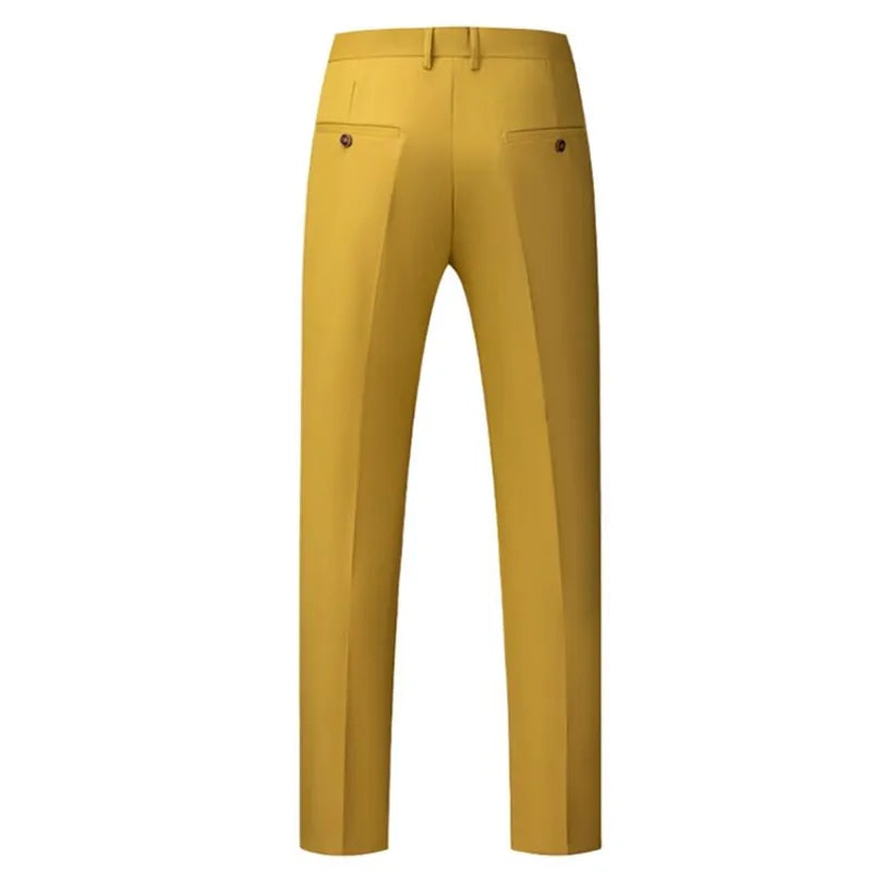 New Men Solid Colour Formal Suit Pants Black / Red / Royal Blue Homme Wedding Office Social Slim Fit Trousers
