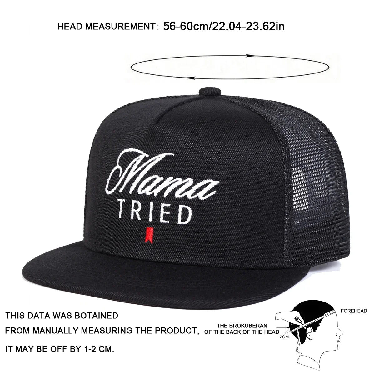 Unisex Mama TRIED Letter Embroidery Hip-hop Net Hats Spring Summer Outdoor Adjustable Casual Baseball Caps Sunscreen Hat