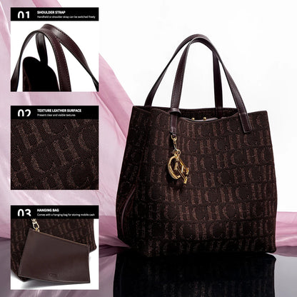 Large Capacity Letter Design Small Card Bag Accessories Handbag Fashion New Solid Color Women's Bucket Bag