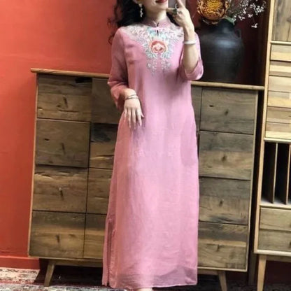 Embroidery Ethnic Style Fashion Clothes Vintage Cotton Linen Streetwear Harajuku Chinese Style Summer Dress for Women Clothing